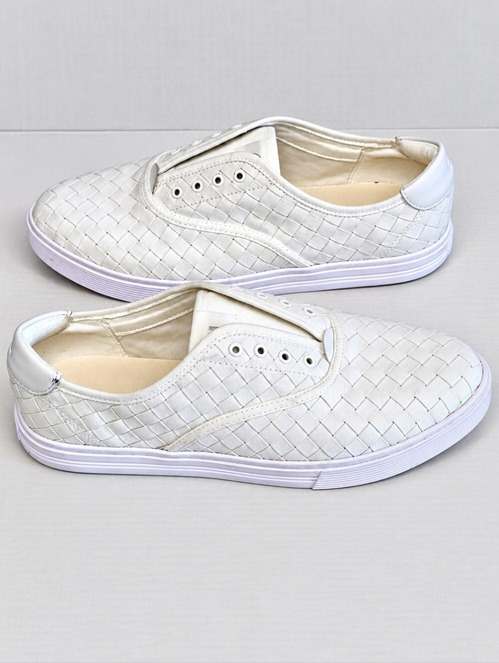 Cole Haan GrandPro Harbor Sneakers Women's 10B White Woven Canvas Slip On W31966